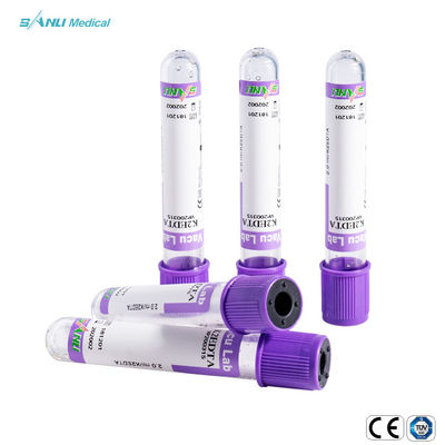 सीई आईएसओ डिस्पोजेबल सीरम रक्त संग्रह ट्यूब बैंगनी 2ml 3ml 4ml 5ml EDTA K2 K3 ट्यूब