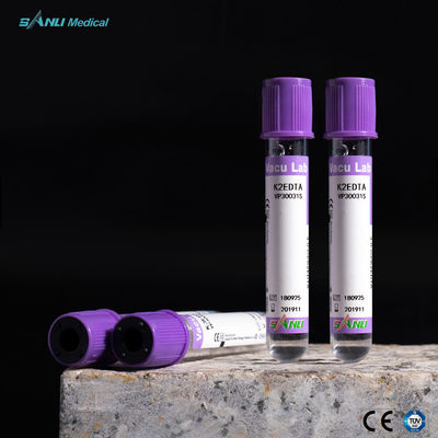 100pcs ट्रे लैवेंडर शीर्ष रक्त ट्यूब बाँझ 6ml EDTA संपूर्ण रक्त ट्यूब