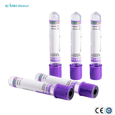 100pcs ट्रे लैवेंडर शीर्ष रक्त ट्यूब बाँझ 6ml EDTA संपूर्ण रक्त ट्यूब